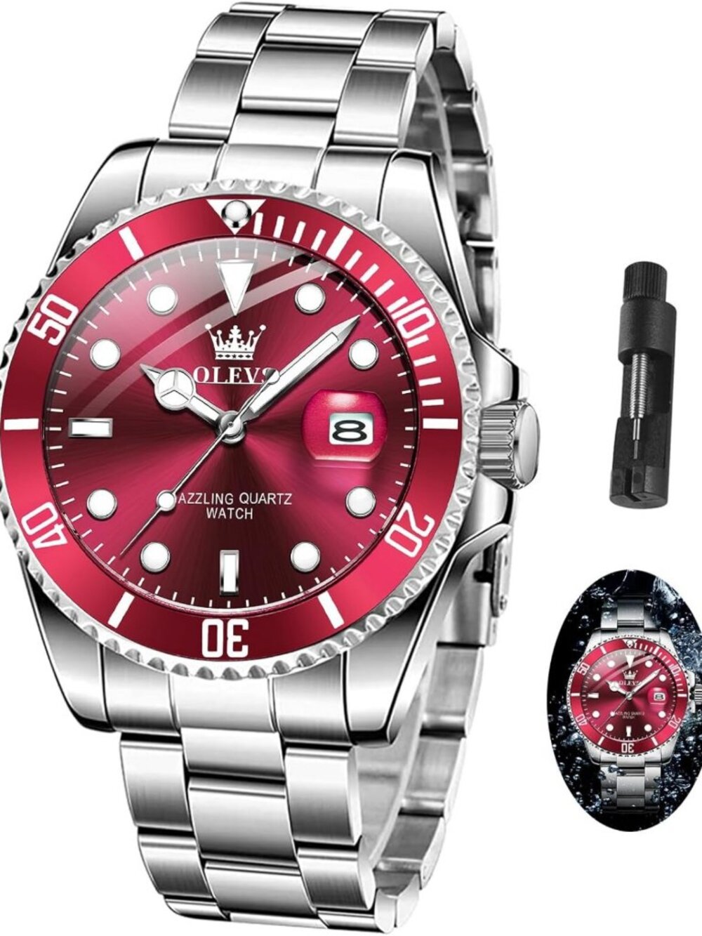 Stylish Waterproof Big Dial Men's Watch - Stainless Steel, Perfect Gift for Him